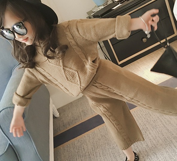 2018春服新品韓国子供服　女の子  ニット　上下セットC