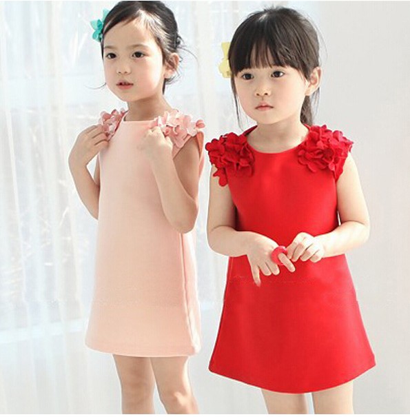 2018夏服韓国子供服　女の子　無地　激安　ワンピース