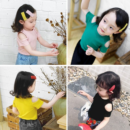 2018夏服新品韓国子供服　女の子　無地　5色　ＴシャツD