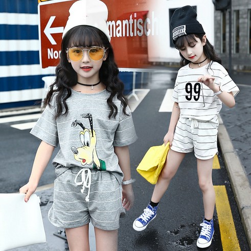 2018夏服新品韓国子供服　ボーダー　3色　上下セット　110～150サイズ