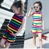2018夏服新品韓国子供服　女の子　ボーダー　上下セット　110～150サイズ