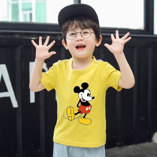 2019夏服新作韓国子供服　男の子　ミキー柄　7色半袖Tシャツ