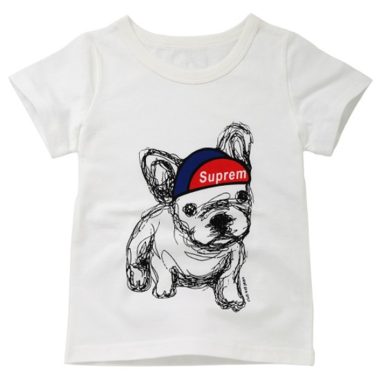 2019夏服新作韓国子供服  男女兼用  Suprem柄　半袖Tシャツ