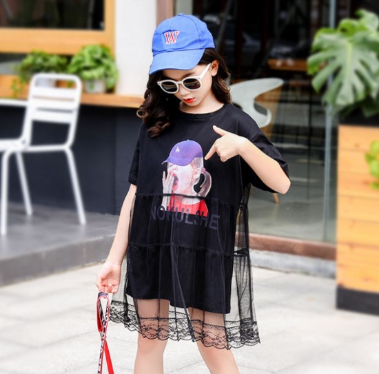 2019夏服新作韓国子供服　女の子　レース　ワンピース