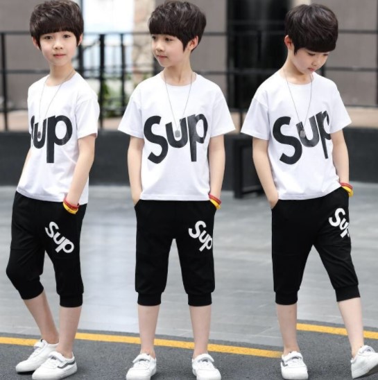2019夏服新作韓国子供服　男の子　SUP柄　上下セット