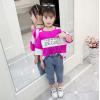2019夏服新作韓国子供服　女の子　英文字柄　ロングＴシャツ