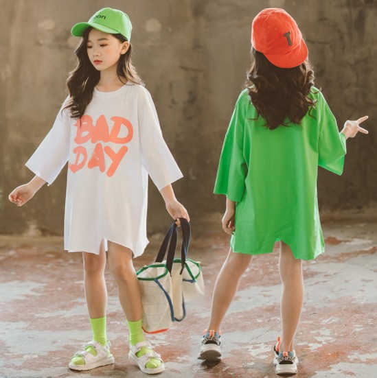 2019夏服新作韓国子供服　女の子　BAD　DAY　半袖Ｔシャツ 