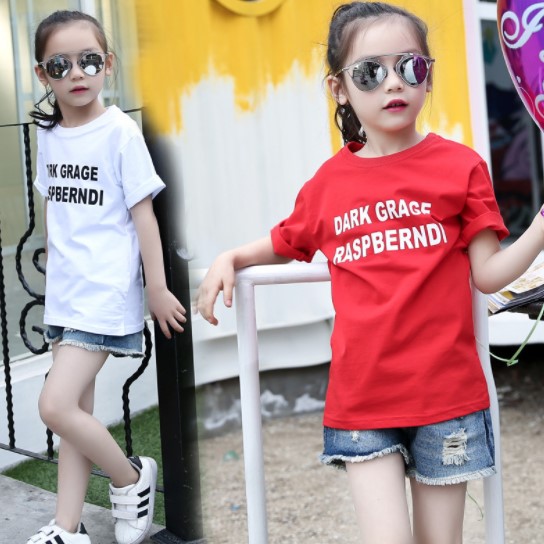 2019夏服新作韓国子供服　女の子　英文字柄　半袖Ｔシャツ