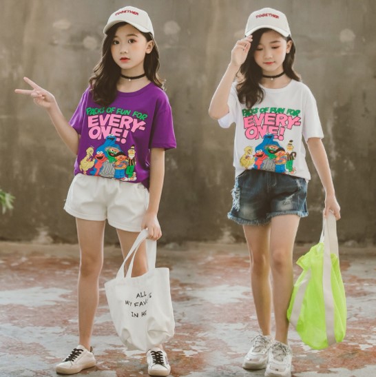 2019夏服新作韓国子供服　女の子　両色　半袖Ｔシャツ 