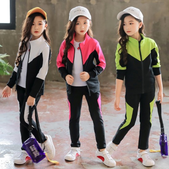 2019秋服新作韓国子供服　女の子　スポーツ　3色　上下セット