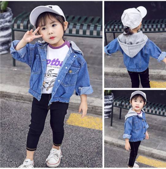 2019秋服新作韓国子供服　女の子　デニム　コート