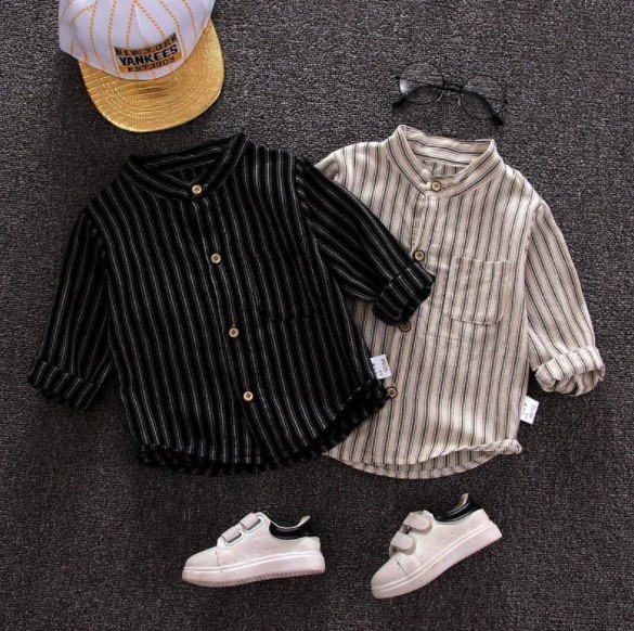 2020春服新作韓国子供服　男の子　ボーダー柄　シャツ