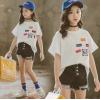 2020夏服新作韓国子供服　女の子　ワッペンデザイン　半袖Ｔシャツ