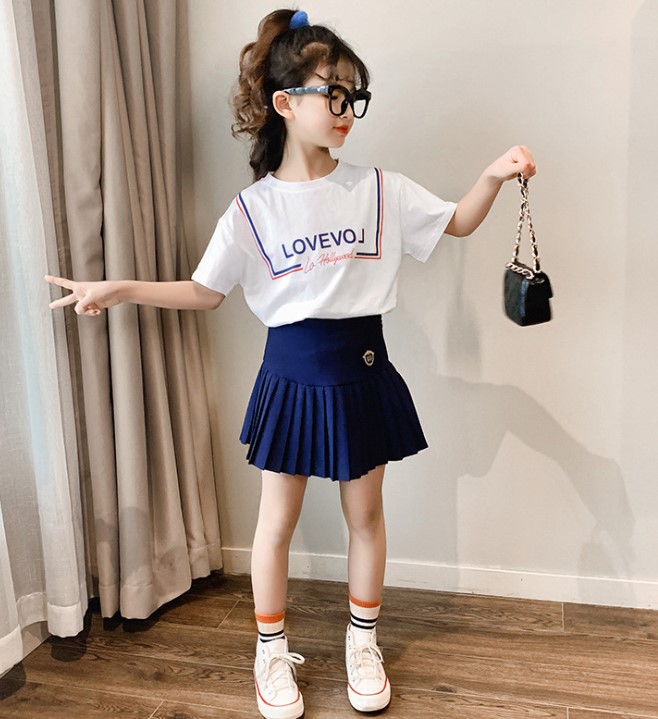 2020夏服新作韓国子供服　女の子  カレッジ風　上下セット