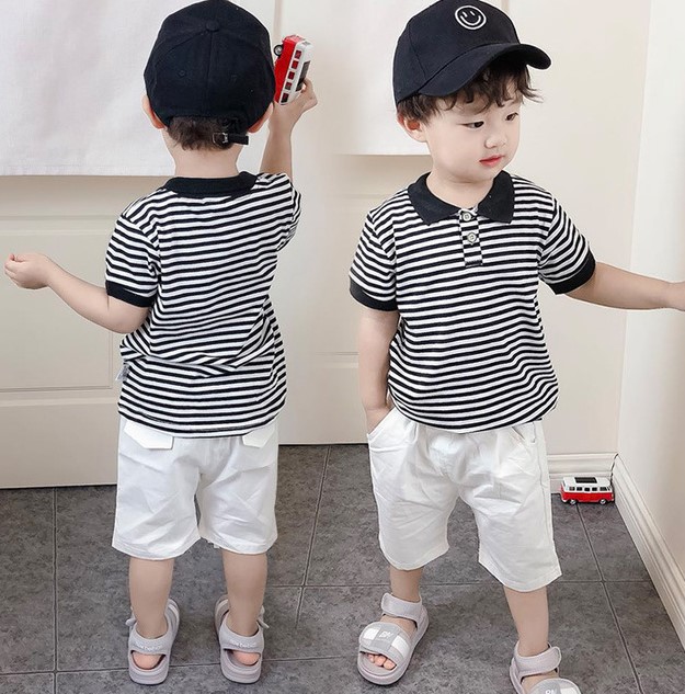 2020春夏服新作韓国子供服　男の子　ボーダー　上下セット