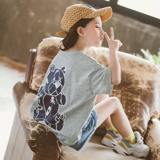 2020夏服新作韓国子供服　女の子　クマ柄　半袖ｔシャツ