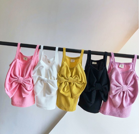 2020夏服新作韓国子供服　女の子　リボン付き　5色ベスト