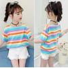  2020夏服新作韓国子供服　女の子　ボーダー　半袖ｔシャツ