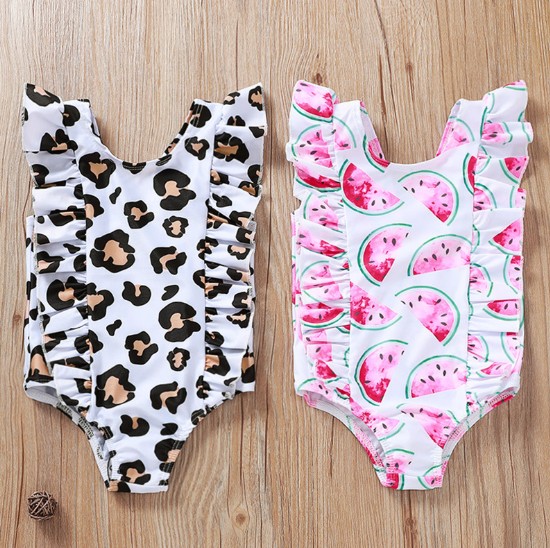 2020夏服新品韓国子供服　スイカ＋豹柄　水着