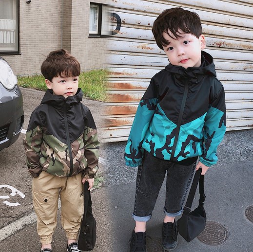 2020冬服新作韓国子供服　男の子　迷彩　厚手　カーディガン