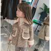 2020冬服新作韓国子供服　女の子　チェック柄　コート