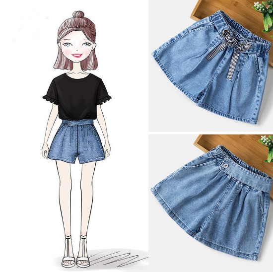2021夏服新作韓国子供服　女の子　デニム生地　ショートパンツ