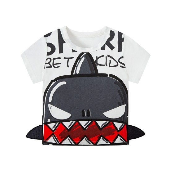 2021夏服新作韓国子供服　男の子　shark柄　半袖Ｔシャツ