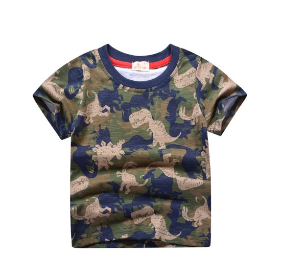 2021夏服新作韓国子供服　男の子　dinosaur柄　半袖Ｔシャツ