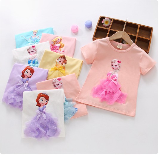 2021夏服新作韓国子供服　女の子　雪の女王  半袖ｔシャツ