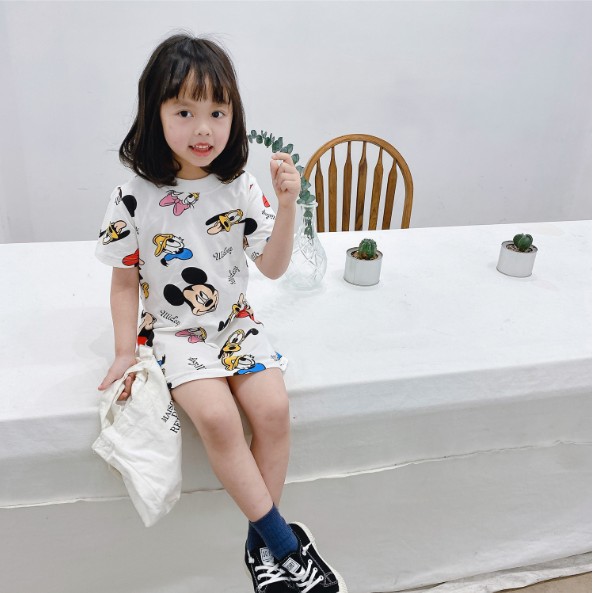 2021夏服新作韓国子供服　女の子　ミキー　ワンピース