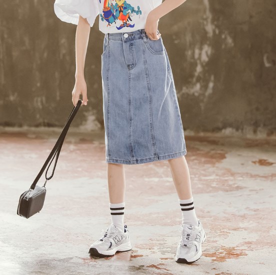 2021夏服新作韓国子供服　女の子　デニム　半身スカート