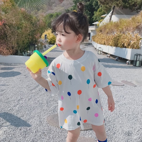 2021夏服新作韓国子供服　女の子　2色　ロングｔシャツ