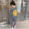 2021夏服新作韓国子供服　女の子　Smile柄　ロングＴシャツ