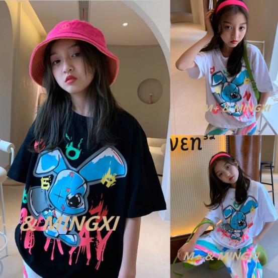 2021夏服新作韓国子供服　女の子　2色　半袖ｔシャツ