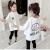 2021秋服新作韓国子供服　女の子　Smile柄　長袖Ｔシャツ