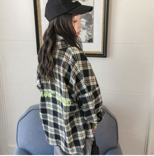 2021秋服新作韓国子供服　女の子  チェック柄　シャツ