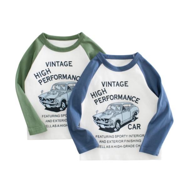 2022春服新作韓国子供服　男の子　CAR　長袖Ｔシャツ