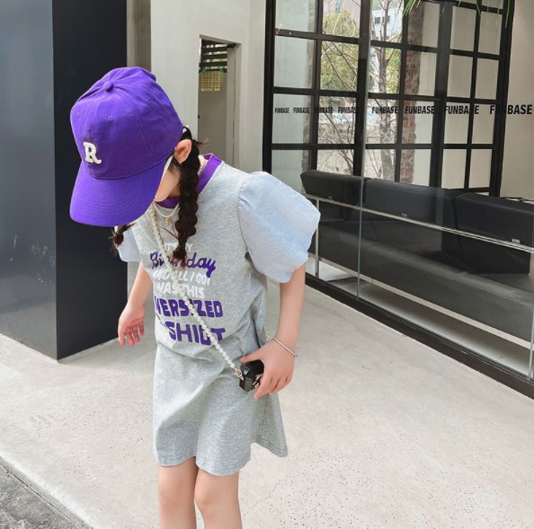 2022夏服新作韓国子供服　女の子　英字ロゴ　ワンピース
