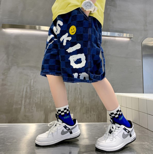 2022夏服新作韓国子供服　男の子　チェック柄　パンツ