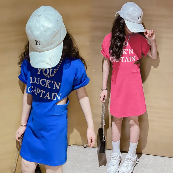 2022夏服新作韓国子供服　女の子　英字ロゴ　ワンピース
