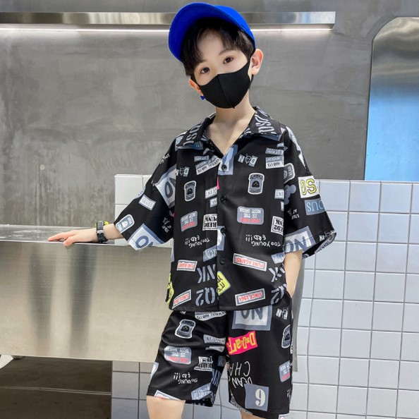 2022夏服新作韓国子供服　男の子　シフォン  上下セット
