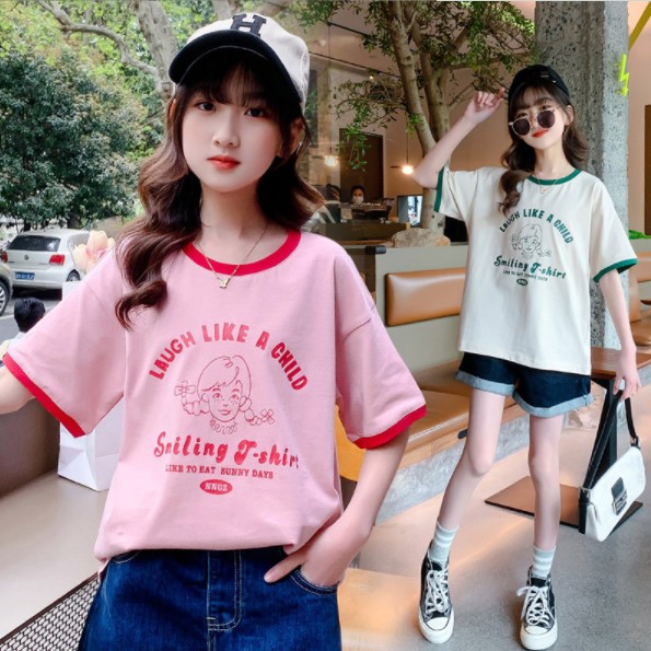 2022夏服新作韓国子供服　女の子　英字ロゴ　半袖Ｔシャツ