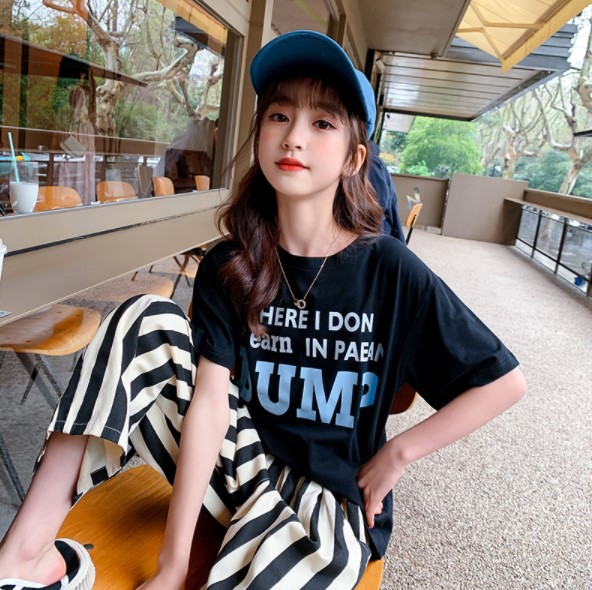 2022夏服新作韓国子供服　女の子　BUMP柄　半袖Ｔシャツ