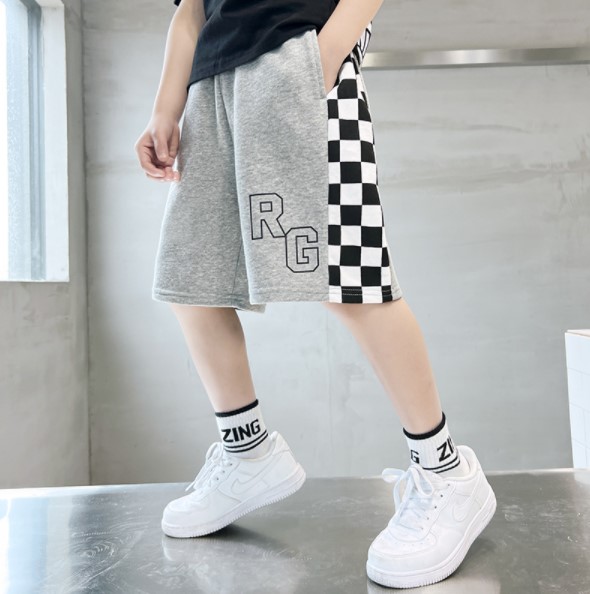2022夏服新作韓国子供服　男の子　チェック柄パンツ