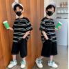 2022夏服新作韓国子供服　男の子　ボーダー　上下セット