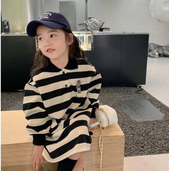 2022秋服新作韓国子供服　女の子　polo　ワンピース