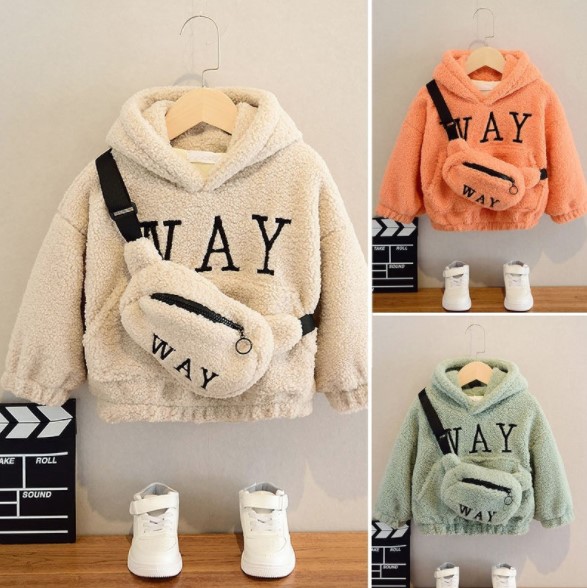 2022冬服新作韓国子供服　WAYパーカー　バッグ付き