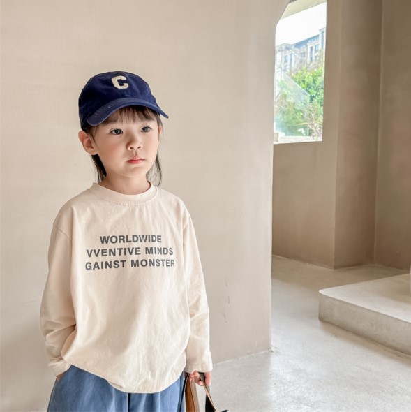 2023春服新作韓国子供服　女の子　英字ロゴ　長袖Ｔシャツ