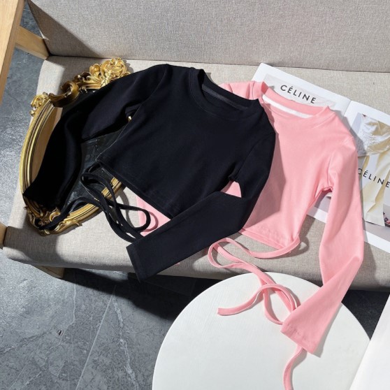 2023春服新作韓国子供服　女の子　無地　長袖Ｔシャツ