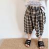 2023夏服新作韓国子供服　チェック柄　7分丈パンツ